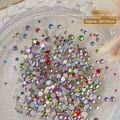 Set mit 200 bunten Flatback-Nagelkunst-Strasssteinen mit 33 funkelnden Facetten - Etwa 200