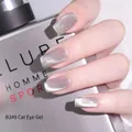 Shimmering pink aurora crystal cat eye gel nail polish for professional manicures, SKU B349 - Spar Cat Eye (Silver) / Silver