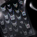 Holografische laser spinnenweb nagelstickers met 3D-reliëfeffect voor Halloween-feest - itutu-419 Laser Zilver