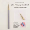 Pennello liner professionale per nail art ultra sottile con tubo in rame dorato e manico grigio - Pennello Liner Lungo Ultra Fine