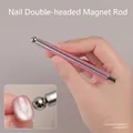 Dual-headed pink magnetic nail art wand for creating professional cat eye effects. - Magnet Set (With Magnetic Ball) / Rose Gold