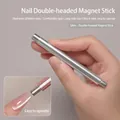 Silver double-ended magnetic wand tool for cat eye nail art effect and comfortable grip - Double-Ended Magnet Wand / Silver