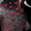 Rode laser 3D-reliëf spinnenweb nagelstickers voor Halloween dark style nail art - itutu-421 Rood Goud