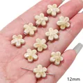 Premium 12mm cream white flower shaped ceramic loose beads for DIY jewelry making crafts - Flower
