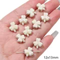 Cream white pearlescent clover ceramic loose beads 12x13mm for DIY jewelry accessories - Clover