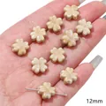 Creamy yellow 12mm four-leaf clover shaped ceramic loose beads for DIY jewelry accessories - Four-Leaf Clover