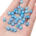 Handcrafted blue and white plum blossom Millefiori glass flower beads for DIY jewelry - Blue & White