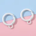 25mm white round alloy spring gate carabiner rings for DIY keychain and jewelry crafts - 2 Pcs/Set / White