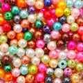 Macro view of colorful high-gloss ABS imitation pearl beads for DIY jewelry making - 8mm (Approx. 150 Pcs) / Random Mixed Colors