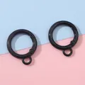 Black 25mm round alloy spring gate rings with hanging loops for DIY jewelry and crafts. - 2 Pcs/Set / Black
