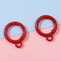 25mm candy red alloy round spring clasp with small loop for DIY keychain jewelry crafts - 2 Pcs/Set / Red