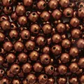 Macro detail of metallic brown ABS pearl beads with straight holes for DIY jewelry - 8mm (Approx. 150 Pcs) / Coffee