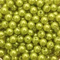 Detailed macro view of bright green ABS imitation pearl beads with straight holes - 8mm (Approx. 150 Pcs/Pack) / Light Green