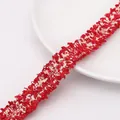 Elegant red and white polyester tweed fringe lace trim for DIY garment accessories - Red (GCL43) / 2 Gold Lines 2cm Width / Red