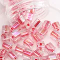 Iridescent red square glass beads for DIY jewelry making and handmade craft accessories - Style 14 (#14)
