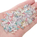 Iridescent transparent 4x8mm glass bamboo beads for handmade DIY jewelry making - 4x8mm (Approx. 90pcs) 20g/Pack / Random Mixed Colors