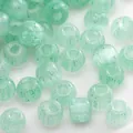 Cuentas de vidrio verde claro con textura y manchas para hacer joyas DIY manualidades - Cuentas Redondas de Rayas Brillantes (Estilo #39)