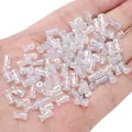 4x8mm iridescent transparent bamboo-style glass seed beads for DIY jewelry making kits - 4x8mm (Approx. 45pcs) 10g/Pack / Transparent Blue Light Coating