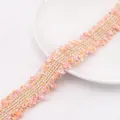 Elegant pink and orange tweed style lace trim ribbon for DIY clothing and hat accessories - Orange Pink (GCL43) / 4 Gold Lines 3cm Width / Orange Pink
