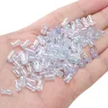 4x8mm iridescent transparent bamboo joint glass beads for DIY handmade bracelet jewelry - 4x8mm (Approx. 45pcs) 10g/Pack / Blue