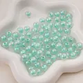 Perles rondes en acrylique irisées vert clair pour la création de bijoux artisanaux DIY - 8mm (50 pièces) / Irisé - Vert