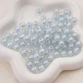 Perles rondes en acrylique transparent bleu clair irisé pour création bijoux DIY - 8mm (50 pièces) / Irisé - Bleu