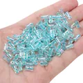 Iridescent light blue 4x8mm glass bamboo beads for handmade DIY jewelry making. - Sky Blue