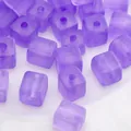 Frosted purple glass cube beads with center holes for DIY jewelry crafting project - Style #23 / 5x5mm (1mm Hole) 11g/Pack Approx. 50pcs