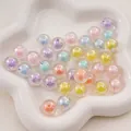 Perles en acrylique colorées perle-en-perle pour création de bijoux DIY et lanières - 14mm (30 Pièces/Paquet) / Irisé - Couleurs Mélangées Aléatoires