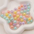 Perles rondes en acrylique irisé coloré de diverses couleurs pastel pour bijoux DIY - 12mm (50 Pièces/Paquet) / Irisé - Couleurs Mélangées Aléatoires