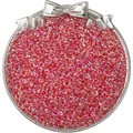 Vibrant red iridescent glass seed beads for DIY handmade jewelry making in silver tray - Style #39
