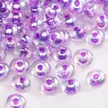 Round purple glass beads for DIY jewelry making accessories - Style #40 / 2x4mm (Hole Approx. 1mm) 10g/Pack Approx. 150 Pcs / Transparent Gradient Purple