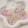Perles rondes en acrylique dépoli transparent 8-16mm pour la fabrication de bijoux DIY - Style Perle-dans-Perle Irisé / 8mm (50 pièces) / Couleurs Mélangées Aléatoires