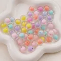 Perles rondes en acrylique colorées de 8-16 mm pour la fabrication de bijoux DIY - 14mm (30 Pièces/Paquet) / Transparent - Couleurs Mélangées Aléatoires