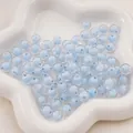 Perles en acrylique bleu clair double couche pour la fabrication de bijoux DIY - Style Perle-dans-Perle Transparente / 8mm (50 pièces) / Bleu