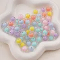 Perles acryliques pastel mélangées pour bijoux DIY, accessoires créatifs 8-16mm - Style Perle-dans-Perle Transparente / 12mm (50 Pièces/Paquet) / Couleurs Mélangées Aléatoires