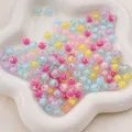 Perles acryliques colorées 8-16mm style perle dans perle pour bijoux DIY et breloques - Style Perle-dans-Perle Transparente / 8mm (50 pièces) / Couleurs Mélangées Aléatoires