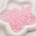 Perles rondes roses en acrylique perle-dans-perle pour la création de bijoux DIY - 8mm (50 pièces) / Rose Mat