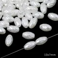 White ABS wavy oval imitation pearl beads for DIY jewelry making 13x7mm - Oval Relief / 50 Pieces Set / White