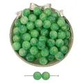 Green resin round beads with shimmering gold effect for DIY jewelry making - Green