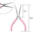 Precision 15cm pink handle needle-nose pliers for jewelry DIY crafts - Long Needle Nose Pliers (Toothless) (#25)