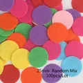 Gedetailleerd overzicht van 25mm gekleurde vilten cirkels voor DIY - Schijf / 25mm (100 Stuks Verpakking) / Willekeurig Gemengde Kleuren