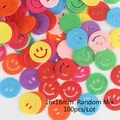 Detail von 16mm bunten Filz-Smiley-Patches für DIY-Handwerksdekorationen - Lächelndes Gesicht Patch / 16x16mm (100 Stück/Packung) / Zufällige Mischfarben