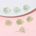 Perles de fleurs de muguet en verre dégradé vert et blanc pour création de bijoux DIY - 12x7mm Trou 1mm 10 Pièces/Pack / Vert frais