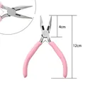 Pink handled needle-nose jewelry pliers for DIY crafts 12cm length with smooth jaws - Needle Nose Pliers - Toothless (#32)