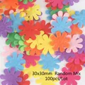 30mm bunte Filzblumenformen für Bastelarbeiten und Accessoires 100 Stück Zufallsmischung - Blumen-Stil / 30x30mm (100 Stück/Packung) / Zufällige Mischfarben