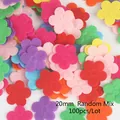 Premium bunte 20mm Filzblumen-Patches für DIY-Bastelzubehör 100 Stück Zufallsmischung - Blumen-Stil / 20mm (100 Stück Packung) / Zufällige Mischfarben