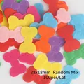 Bunte Filz-Schleifen für DIY-Bastelarbeiten, 28x18mm Zufallsmix, 100 Stück Set. - Schleife / 28x18mm (100 Stück/Packung) / Zufällige Mischfarben