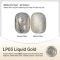 Canned Japanese gold glitter gel nail polish LP03 showing glossy and matte effects - Streaming Gold (LP03)