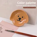 Cute brown dog shaped ceramic palette for nail art painting and watercolor brush rest - Brown Dog / 9*7.9*1.8cm